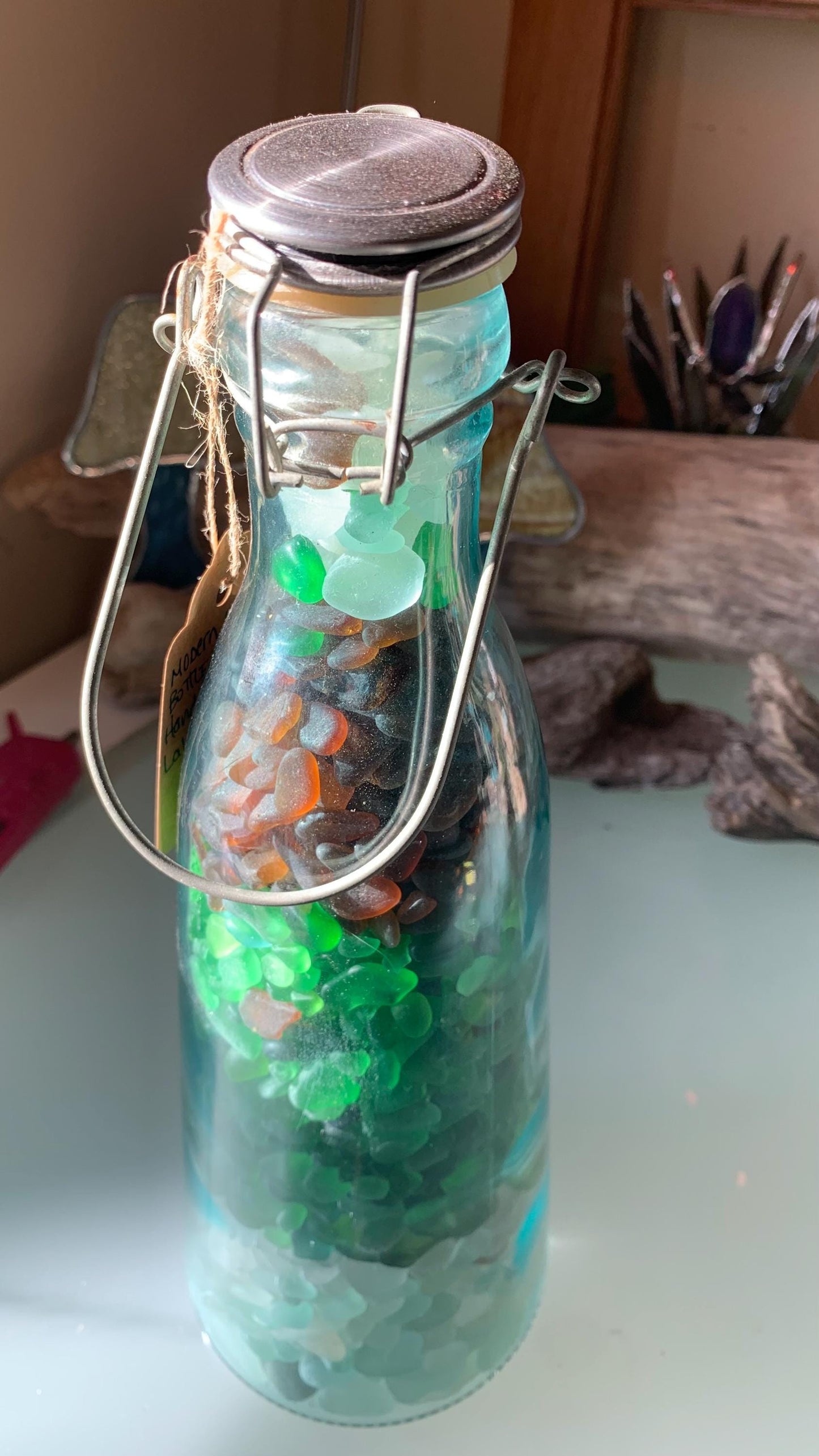 Lake Glass Filled Bottle